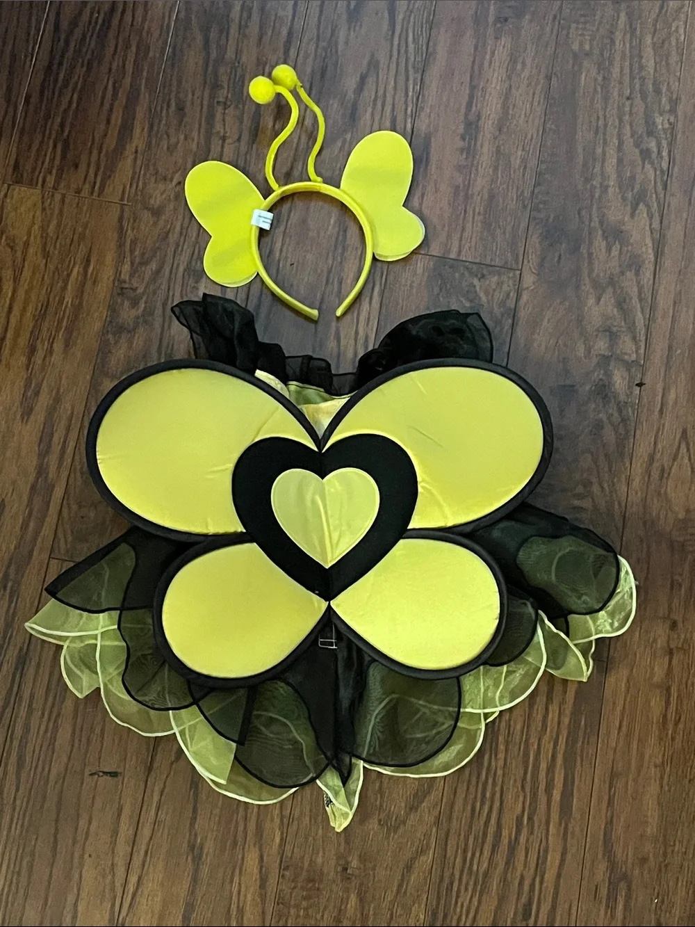 Kids Yellow & Black Bee Costume Dress with Headband